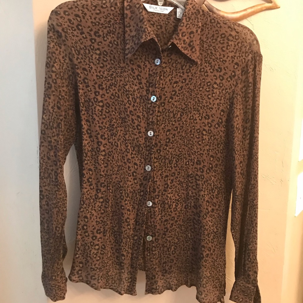 100% Silk Icon Leopard print blouse